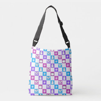 Bright Chequered Pattern Ghost Pumpkins Bows Crossbody Bag