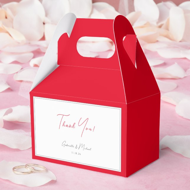 Bright Cherry Red Bold Elegant Modern Wedding Favour Box (Wedding)