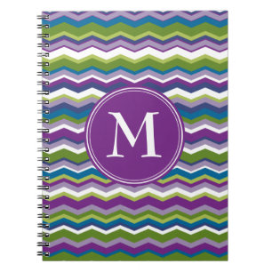 Bright Chevron Pattern with Monogram Spiral Notebook