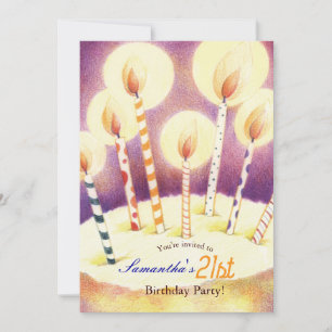 Bright Chic Candles 21st Birthday Party Invitation