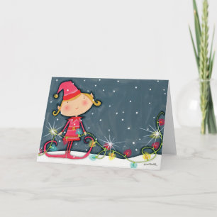 Bright Christmas Elf Holiday Card