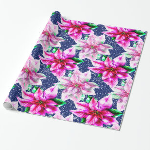 Bright Christmas Poinsettia Wrapping Paper