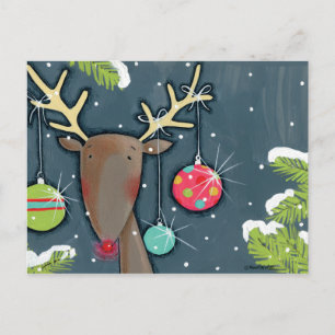 Bright Christmas Reindeer Holiday Postcard