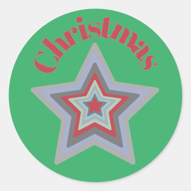Bright Christmas star fun Classic Round Sticker (Front)