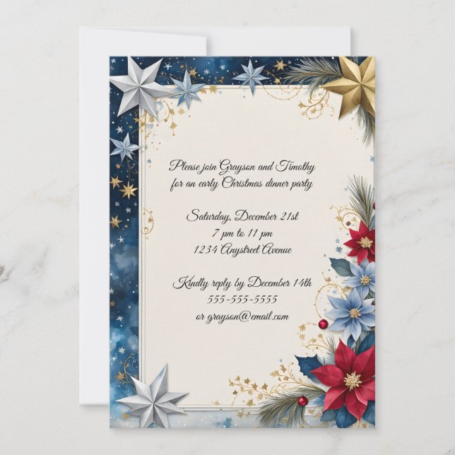 Bright Christmas Stars Invitation (Front)