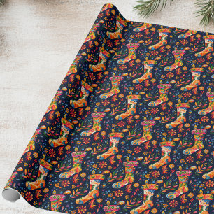 Bright Christmas Stocking Wrapping Paper