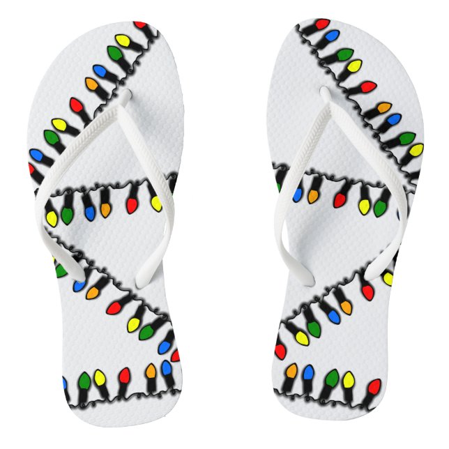 Bright Christmas Tree Lights Holidaty Flip Flops (Footbed)