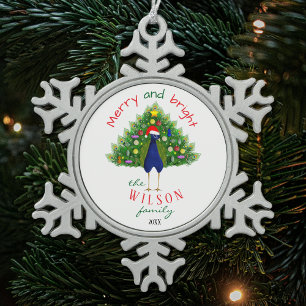 Bright Christmas Tree Peacock Paper Ornament Card