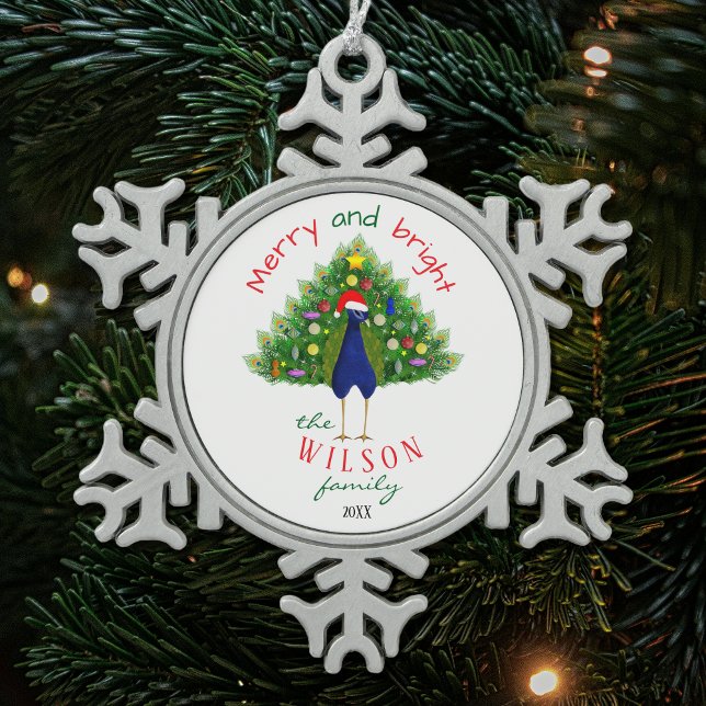 Bright Christmas Tree Peacock Paper Ornament Card (Creator Uploaded)