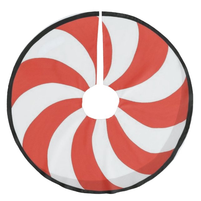 Bright, Christmas/winter peppermint Brushed Polyester Tree Skirt (Front)