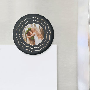 Bright Circle   Faux Gold Geometric Photo Magnet