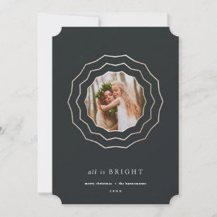 Bright Circle Holiday Photo Card   Charcoal