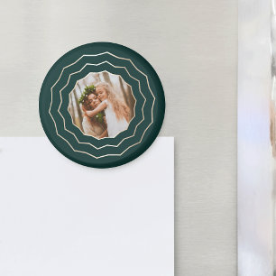 Bright Circle Hunter Green & Gold Geometric Photo Magnet