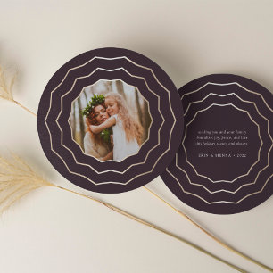 Bright Circle Round Holiday Photo Card Burgundy