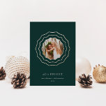 Bright Circle Single Photo<br><div class="desc">Share holiday greetings with these chic and minimalist Christmas photo cards featuring your favourite photo framed by a thin geometric frame in gold foil, on a rich hunter green background. "All is bright" appears beneath in off-white serif and italic lettering. Personalise with your custom greeting and names beneath. An elegant...</div>