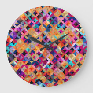 Bright Circles Abstract Vintage Background Large Clock