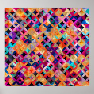 Bright Circles Abstract Vintage Background Poster