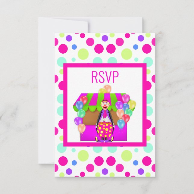 BRIGHT CIRCUS BIRTHDAY PARTY RSVP CARD (Front)
