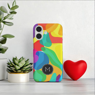 Bright Circus Colours Monogram Pattern iPhone 16 Case