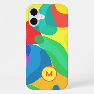 Bright Circus Colours Monogram Pattern iPhone 16 Plus Case