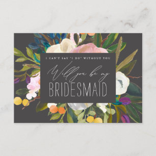 Bright Citrus Flowers Will you be my bridesmaid Invitation