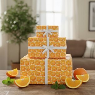 Bright Citrus Orange Slices Wrapping Paper