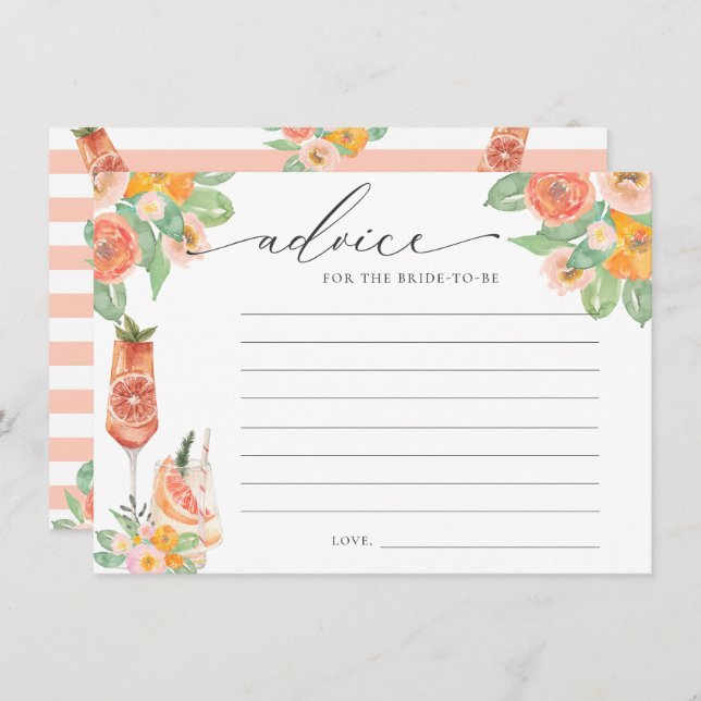 Bright Cocktail Advice for The Bride To Be Enclosure Card (Front/Back)