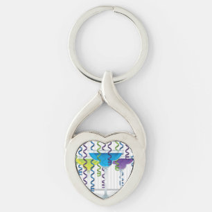 bright cocktail and ribbon key ring