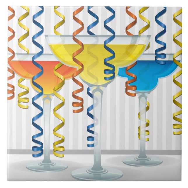 Bright cocktail and ribbon tile (Front)