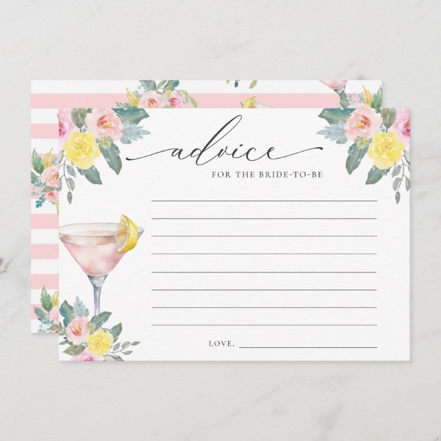 Bright Cocktail Recipe for The Bride To Be Enclosure Card (Front/Back)