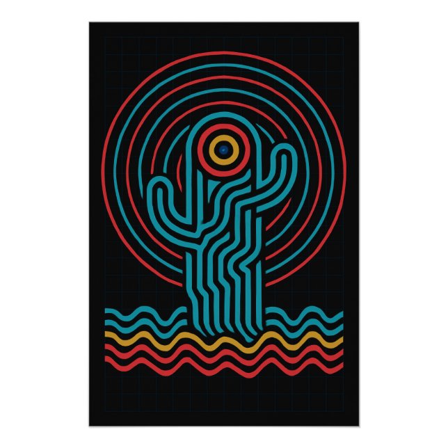 Bright color geometric cactus poster (Front)