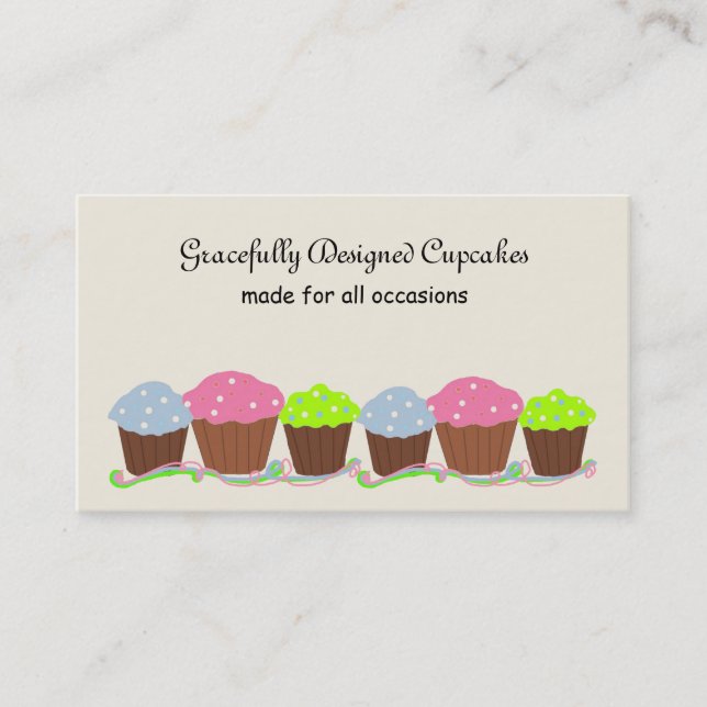 Bright Colored Cupcakes Business Card (Front)