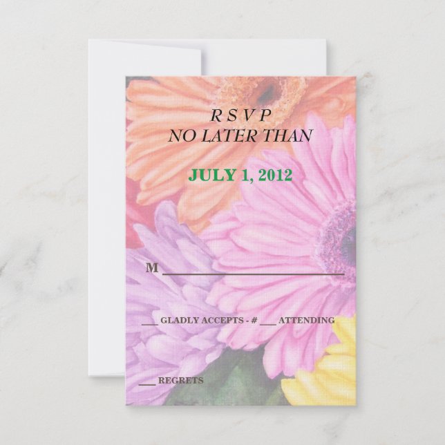 BRIGHT COLORED GERBERS CUSTOMIZABLE RSVP CARDS (Front)