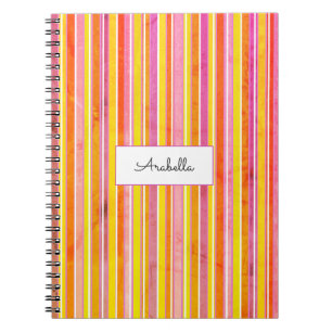 Bright Colored Grunge Stripes Personalized Notebook
