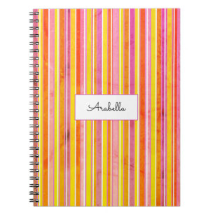 Bright Colored Grunge Stripes Personalized Notebook