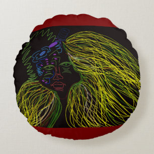 Bright Colored Puppet Round Cushion