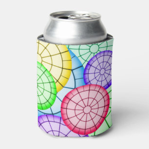 Bright Colorful Abstract Circles Pattern Can Cooler