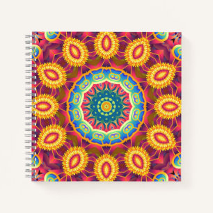 Bright Colorful Abstract Floral Mandala Notebook