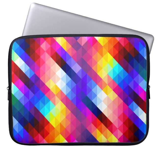 Bright Colorful Abstract Geometric Pattern Laptop Sleeve (Front)