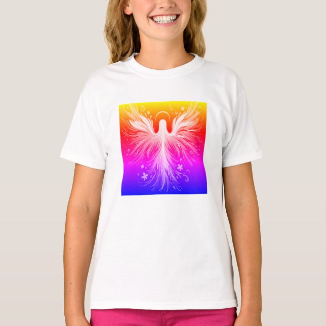 Bright Colorful Angel Design on a Womans' T-Shirt (Front)