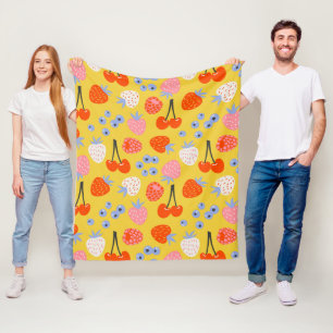Bright Colorful Berry Fruit Pattern Fleece Blanket