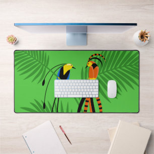 Bright Colorful Birds of Paradise Desk Mat