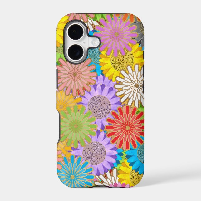 Bright Colorful Busy Chaotic Hippy Flower Pattern (Back)