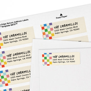 Bright Colorful Checkerboard Return Address