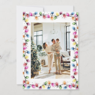 Bright Colorful Christmas Lights Photo Holiday Card