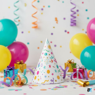 Bright Colorful Confetti Party Hat