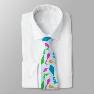 Bright Colorful Flying Kites Pattern Tie