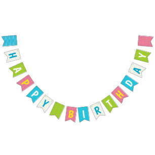 Bright Colorful Happy Birthday Patterns Bunting