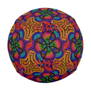 Bright Colorful Henna Mandala Doodle Baseball