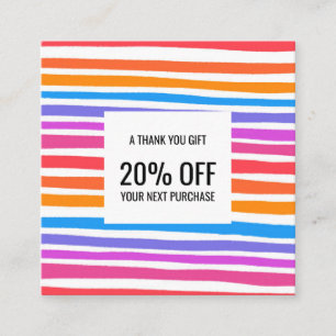 Bright Colorful Minimalist Stripes Handmade Discount Card